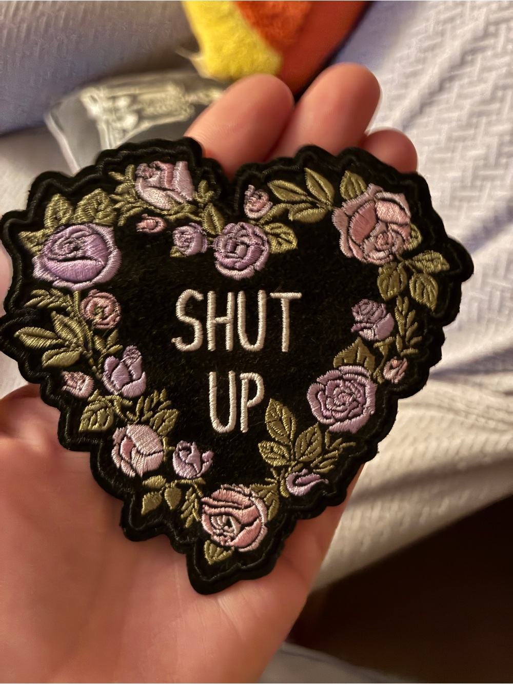 Loungefly Black Heart Patch with Lavender Roses